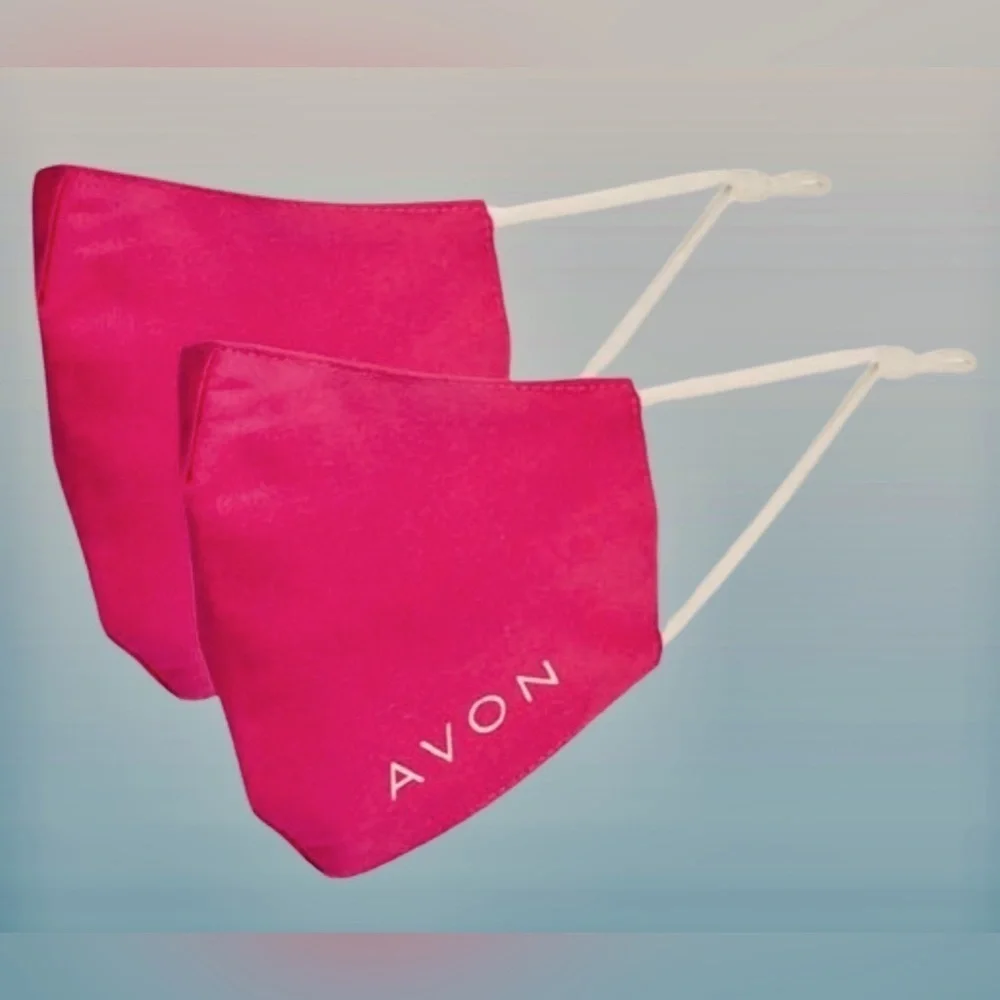 😷 2- AVON FACE MASKS Fashion With Filter Pocket Limited Edition Rare Old Stock